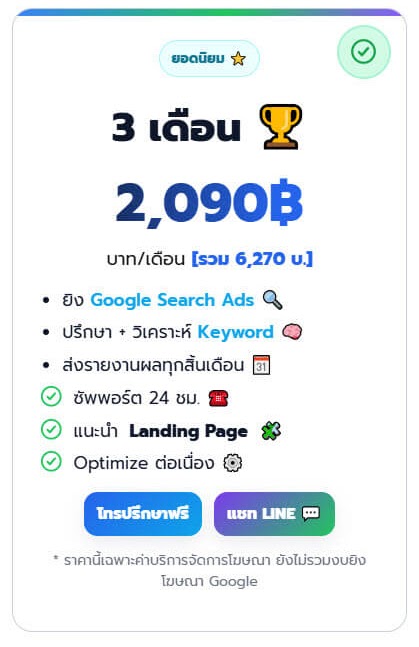 ค่าบริการ ลงโฆษณา Google ADs